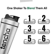 3 - Tencha Stainless Steel Protein Shaker,  Silver  750 ml 