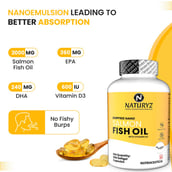 9 - Naturyz Burpfree Nano Salmon Fish Oil with Vitamin D3, 60 softgels