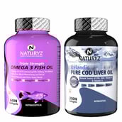 2 - Naturyz Triple Strength Omega 3 Fish Oil 60 Softgels & Icelandic Pure Cod Liver Oil 200 Softgels Combo,  2 Piece(s)/Pack 