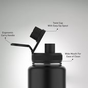 6 - MuscleBlaze Sports Insulated Bottle,  Stealth Black  1 L