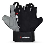 1 - Arrowmax Gym Gloves with Wrist Support,  Black & Grey  Free Size 