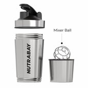 4 - Nutrabay Single Cup Steel Shaker Bottle,  Silver  600 ml 