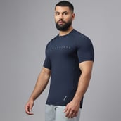3 - MuscleBlaze Air Tech Compression MuscleTee Half Sleeve,  Navy  Small