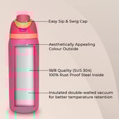 5 - ONE AND ONLY Leak Proof 24 Hour Hot-Cold Stainless Steel Water Bottle,  Pink  1 L 