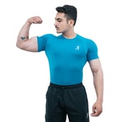 1 - Athflex Men's Half Sleeve Edge Compression T-Shirt,  XXL  Scuba Blue 