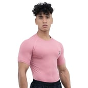 3 - Athflex Men's Half Sleeve Edge Compression T-Shirt,  XL  Cameo Pink 