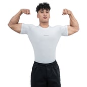 1 - Athflex Men's Half Sleeve Ace Compression T-Shirt, Large White