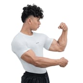 3 - Athflex Men's Half Sleeve Ace Compression T-Shirt, Large White