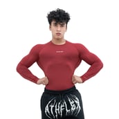 1 - Athflex Men's Full Sleeve Ace Compression T-Shirt,  Large  Maroon 