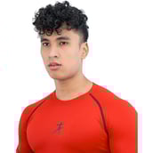 3 - Athflex Men's Muscle Fit Half Sleeve Textured Compression T-Shirt,  Small  Scarlet Orange 