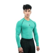 4 - Athflex Men's Muscle Fit Full Sleeve Textured Compression T-Shirt,  Medium  Bayside Green 