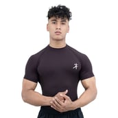 2 - Athflex Men's High-Neck Compression T-Shirt, Large Aubergine
