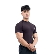 4 - Athflex Men's High-Neck Compression T-Shirt, Medium Aubergine