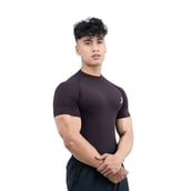 4 - Athflex Men's High-Neck Compression T-Shirt, Small Aubergine