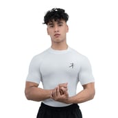 2 - Athflex Men's High-Neck Compression T-Shirt, Small White