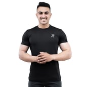 1 - Athflex Men's Round Neck Body Fit Textured T-Shirts,  Small  Black 