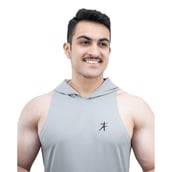 6 - Athflex Men's Activewear Training Sleeveless Gym and Sports Hoodie,  Grey  Large 