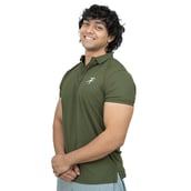 2 - Athflex Men's Regular Fit Half Sleeve Pique Polo T-Shirt,  Small  Olive Green 