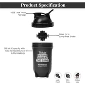 2 - GHC Nutrigize Smart Classic Leakproof Protein Shaker Bottle, Black 500 ml