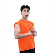 1 - Athflex Men's Sleeveless Elevate Boxy Tank,  Large  Orange 