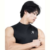6 - Athflex Men's Sleeveless Hustle Highneck Compression Tank,  Large  Black 