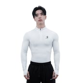 1 - Athflex Men's Compression Fit Hustle Highneck Pullover,  White  Small 