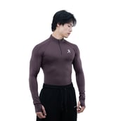 1 - Athflex Men's Compression Fit Hustle Highneck Pullover, Aubergine Large