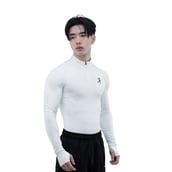 2 - Athflex Men's Compression Fit Hustle Highneck Pullover,  White  XL 