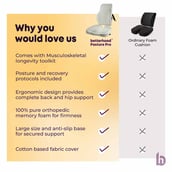 8 - betterhood Coccyx Back Support & Seat Cushion Combo,  Grey  for Chair 