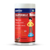 Supermilk Gritzo Weight + for Boy 13+ Yrs Personalized Protein & Nutrition Drink Mix,  400 g  Double Chocolate 