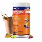 1 - Supermilk Gritzo Overall Growth for 7-12 Yrs Girls Protein & Nutrition Drink Mix OP,  400 g  Natural Double Chocolate 