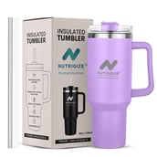 1 - GHC Nutrigize Stainless Steel Tumbler Hot and Cold with Handle and Steel straw, Purple 1.2 L