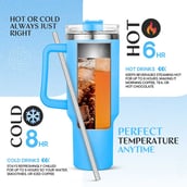 4 - GHC Nutrigize Stainless Steel Tumbler Hot and Cold with Handle and Steel straw,  Sky Blue  1.2 L 