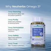 5 - Neuherbs Omega 3 Deep Sea Fish Oil for Heart, Brain & Bone Lemon Flavour,  60 softgels 