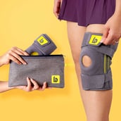 1 - betterhood 4-Strap Knee Brace with Stabilizers,  Grey  Free Size 