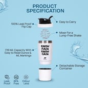 5 - GHC Stainless Steel Shaker Bottle,  White (with Extra Compartment)  590 ml 