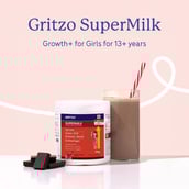 2 - Supermilk Gritzo Height+ for 13+ Yrs Girls Personalized Protein & Nutrition Drink Mix, 200 g Double Chocolate