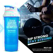5 - GHC 3-Compartment Shaker Bottle,  Blue & Black  600 ml 
