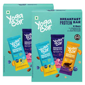 Yogabar Breakfast Protein Variety 600gm (50gm x 12 Bars), 12 Piece(s)/Pack Almond Coconut Apricot & Fig Blueberry and Apple Cinnamon