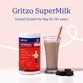 2 - Supermilk Gritzo Overall Growth for Boy 13+ Yrs Protein & Nutrition Drink Mix,  400 g  Double Chocolate