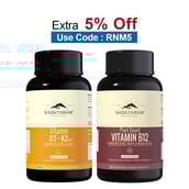 Rasayanam Vitamin D3 K2 (MK-7) 120 Tablets & Plant Based Vitamin B12 Combo,  60 capsules  Unflavoured 