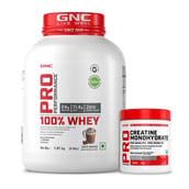 1 - GNC Pro Performance 100% Whey Protein,  4 lb  Cafe Mocha with Creatine Monohydrate 0.55 lb Combo 