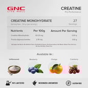 10 - GNC Pro Performance Pure Micronized Creatine Monohydrate,  Cranberry with Steel Shaker 750ml  0.22 lb 