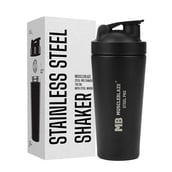 MuscleBlaze Stainless Steel Shaker, Stealth Black 700 ml