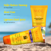 3 - VLCC Tan to Tango Combo, 2 Piece(s)/Pack Anti Tan Skin Lightening Face Wash 50ml & De-Tan Sunscreen SPF-50 50g