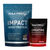 1 - Nakpro Impact Whey Protein 2.2 lb & Creatine Monohydrate 0.22 lb Combo,  2 Piece(s)/Pack  Chocolate & Unflavoured 
