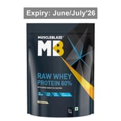MuscleBlaze Raw Whey Protein 80% Powder, 2.2 lb Unflavoured