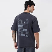 7 - MuscleBlaze Natty But Tasty Oversized Washed T-Shirt,  Small  Light Grey