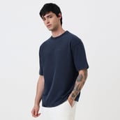 6 - MuscleBlaze Lifting Club Oversized Washed T-Shirt, Small Blue Tint