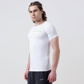 2 - MuscleBlaze Patterned Dry-Fit Active Tee Half Sleeve, Small Polar White